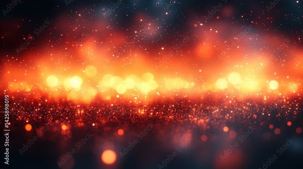 Poster radiant bokeh lights with fiery ember effect for a fantasy backdrop