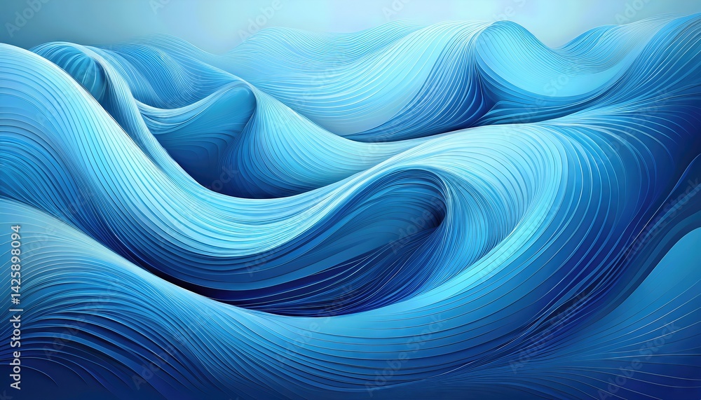 Poster luminous light blue abstraction ethereal waves of vibrancy swirling in a mesmerizing oceanic dreamsc