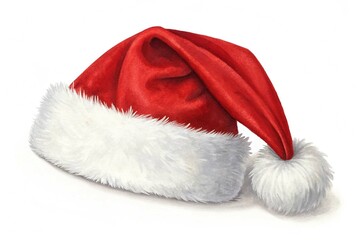 Classic Santa Hat Festive Red and White Christmas Accessory on white background