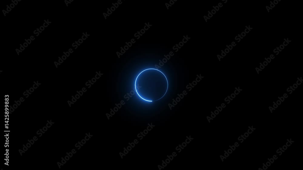 Poster abstract neon circle isolated on black background. charging and loading icon animation. futuristic n