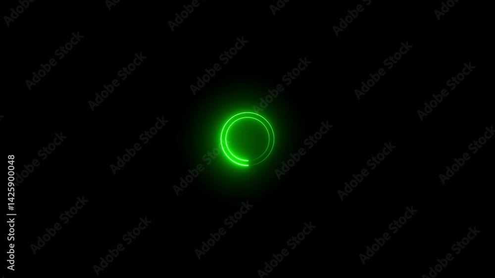 Poster abstract neon circle isolated on black background. charging and loading icon animation. futuristic n