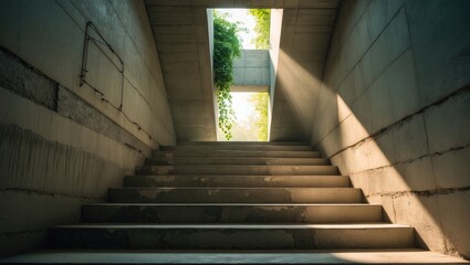 Obraz premium Interior building construction site with stair cement and space for text