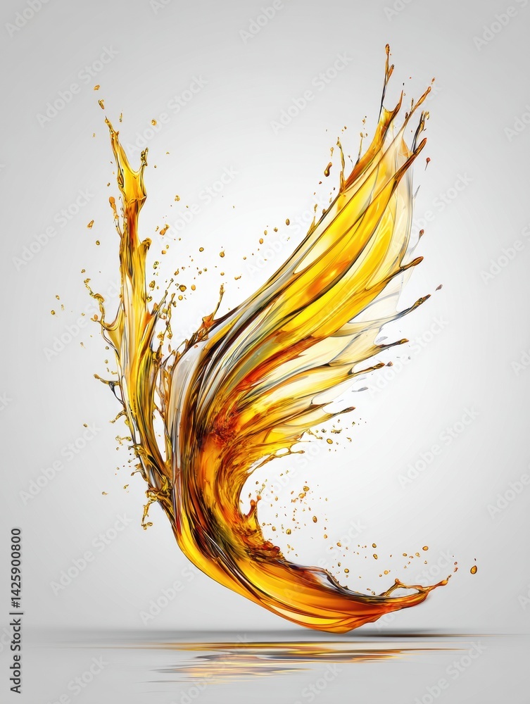 Fototapete oil splash forms a wing shape symbolizing the struggle between freedom and dependency in an artistic