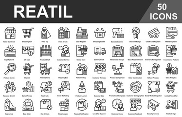 Retail Editable Icons set. Vector illustration in modern thin line style of business related icons