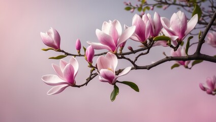 Magnolia tree in bloom during spring with a scenic background