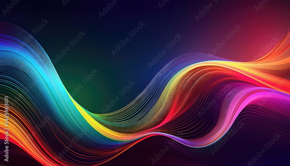 Poster vibrant abstract wave lines backdrop a striking design element for keynotes and presentations, evoki
