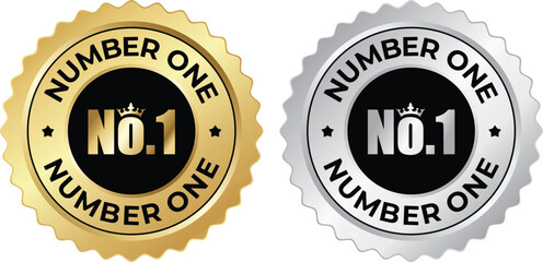 No. 1 Silver Gold Stamp Logo Premium Badge Design