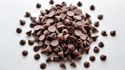 Naklejka premium Isolated Chocolate Chips and Sprinkles for Decoration on White Background