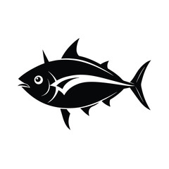 sea animal skipjack black silhouette vector on white