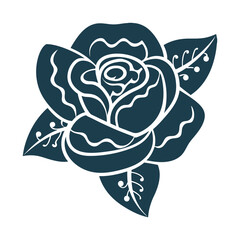 Minimalist Vector Rose Design - Damascus Style - Rose of Damascus – Symmetrical rose with layered petals and arabesque details