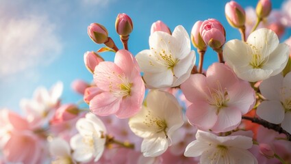 Close-up of cherry blossoms with a blurred background, evoking a romantic and tender mood