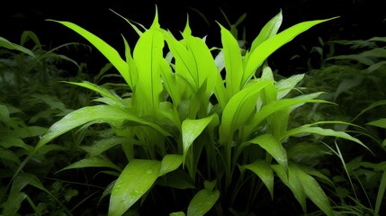 Fototapeta premium Vibrant green lush plant leaves with natural illumination creating a serene atmosphere
