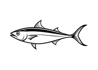 sea animal skipjack line art vector on white background