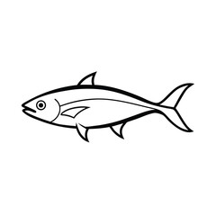 sea animal skipjack line art vector on white background