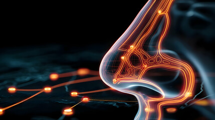 holographic of a human nose undergoing flu inflammation