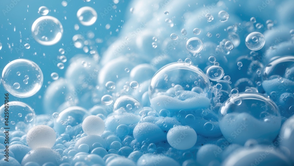 Poster abstract soap bubble texture with foam and water patterns