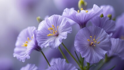 Fototapeta premium Close-up of fragile purple flowers highlighting their detailed beauty and ruffled petals