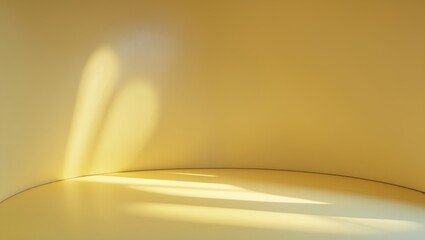 Minimalist smooth yellow background with shadow effects and base for product display