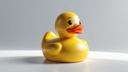 Vintage yellow rubber duck icon on white background, symbolizing childhood bathing fun