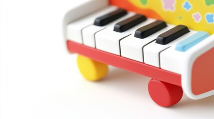 Fototapeta premium Colorful Piano Toy on White Background