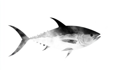 Fototapeta premium Silhouette of a tuna, with watercolor-style, smoky effect