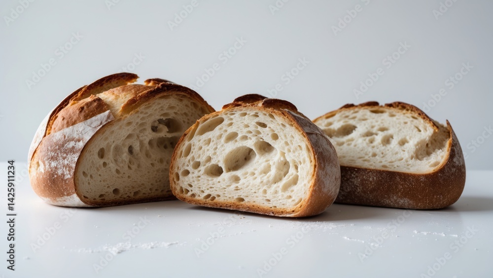 Poster isolated slice of bread with baguette top view