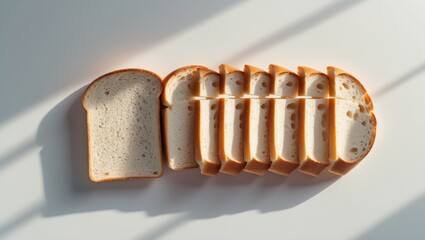 White bread loaf isolated on background, top view