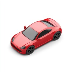 Red sports car toy model, isolated on white.