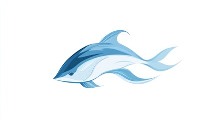 Obraz premium Abstract stylized illustration of a swimming fish, in shades of blue, with flowing lines