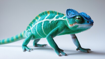 Obraz premium Close-up of a rare Panther Chameleon against a white background