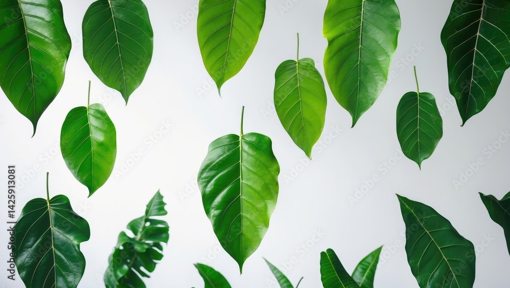 Aufkleber isolated falling mango leaf on background with full depth of field and clipping path