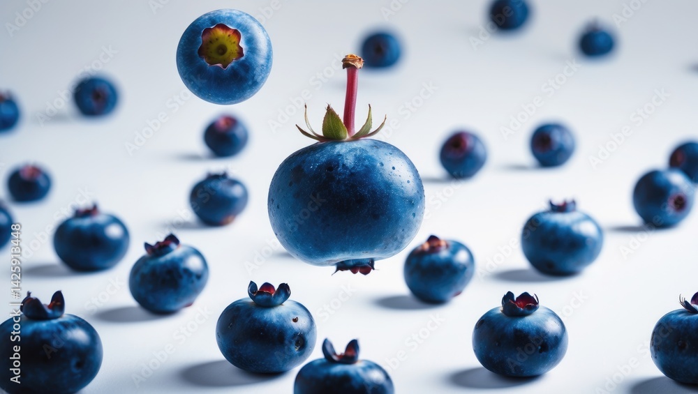 Aufkleber falling blueberry isolated on background with clipping path and full depth of field effect