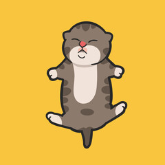 Sleeping Tabby Cat Meme Sticker T-shirt Vector Cute Illustration