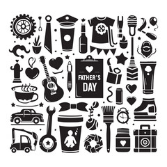 create father's day elements Silhouette Vector with white background