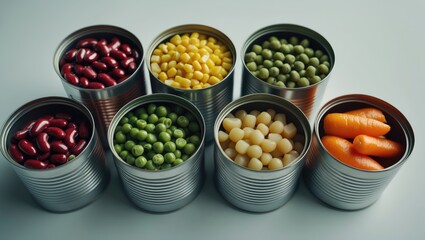 Close-up of opened cans