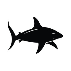 stunning blacktip shark black silhouette vector on white