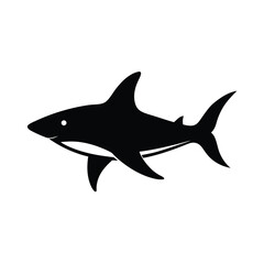 stunning blacktip shark black silhouette vector on white