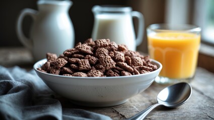 Crispy rice breakfast cereal with chocolate flavor