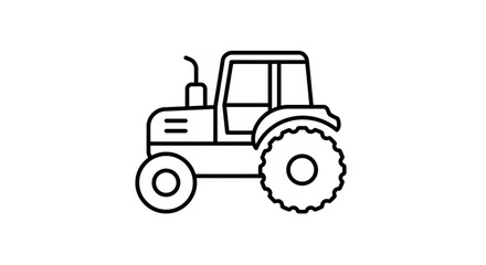 Tractor Icon - Simple Outline Illustration of a Tractor, Ideal for Agriculture, Farming, or Rural Themes