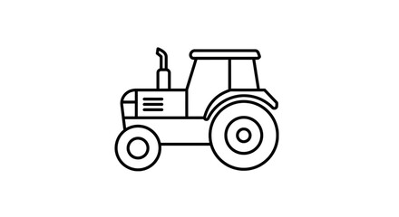 Tractor Icon - Simple Outline Illustration of a Tractor, Ideal for Agriculture, Farming, or Rural Themes