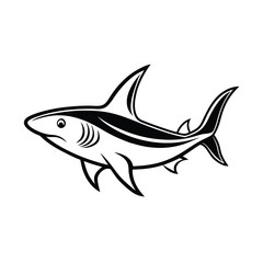 stunning blacktip shark line art vector on white background