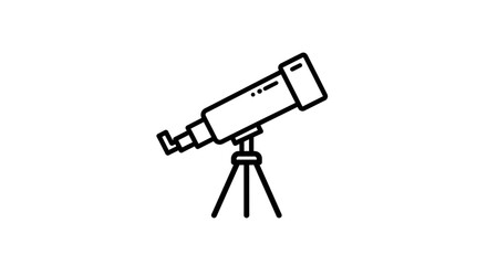 Telescope Icon - Simple Outline Illustration of a Telescope, Ideal for Astronomy, Exploration, or Scientific Themes