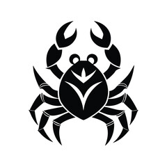 stylized crab silhouette black and white graphic