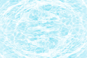 Blue water with ripples on the surface. Defocus blurred transparent blue colored clear calm water surface texture with splashes and bubbles. Water waves with shining pattern texture background.