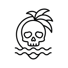stylized skull palm tree ocean waves tropical