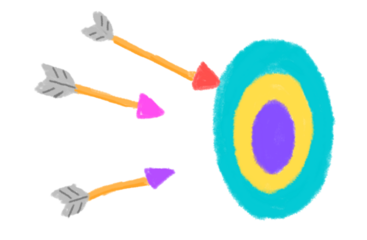 A fun and engaging coloring book design featuring a crayon arrow soaring towards a target, encouraging creativity, focus, and hand-eye coordination in kids.

