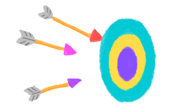 A fun and engaging coloring book design featuring a crayon arrow soaring towards a target, encouraging creativity, focus, and hand-eye coordination in kids.

