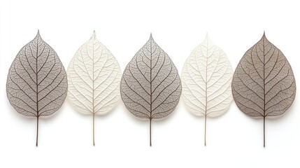 Fototapeta premium Delicate, translucent leaves in a spectrum of muted browns and creams