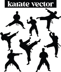 Karate Vector Martial Artists in Action Silhouettes