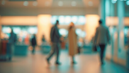 Shopping mall with blurred background and busy scene